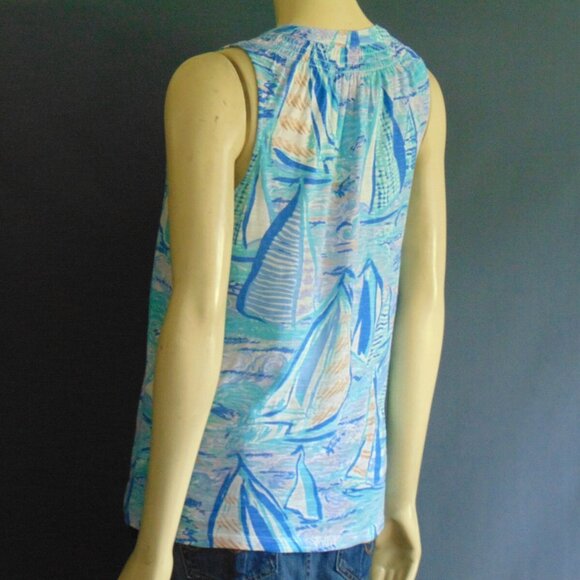Lilly Pulitzer NWT Sail Boats Lilac Verbena Essie Sleeveless Summer Top Sm - Picture 7 of 10